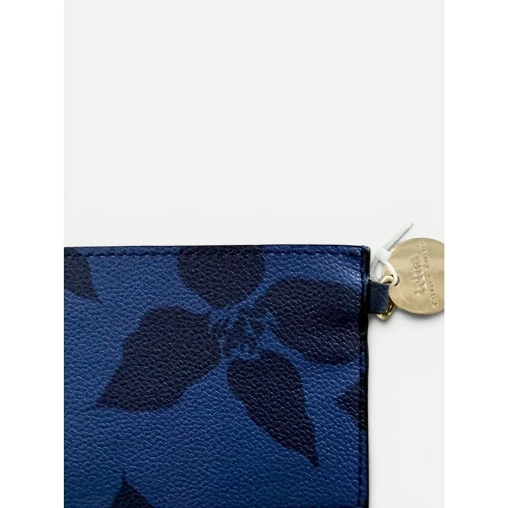 Trina Turk Blue Floral Card Holder Wallet Keychain Charm